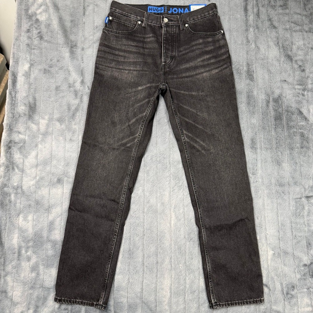 HUGO Boss Jonah Straight Leg Jeans Mens 30x32 Washed Black Cotton 50511507 NEW